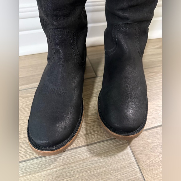 Frye Celia X-Stitch Black Leather Boots - Picture 5 of 10